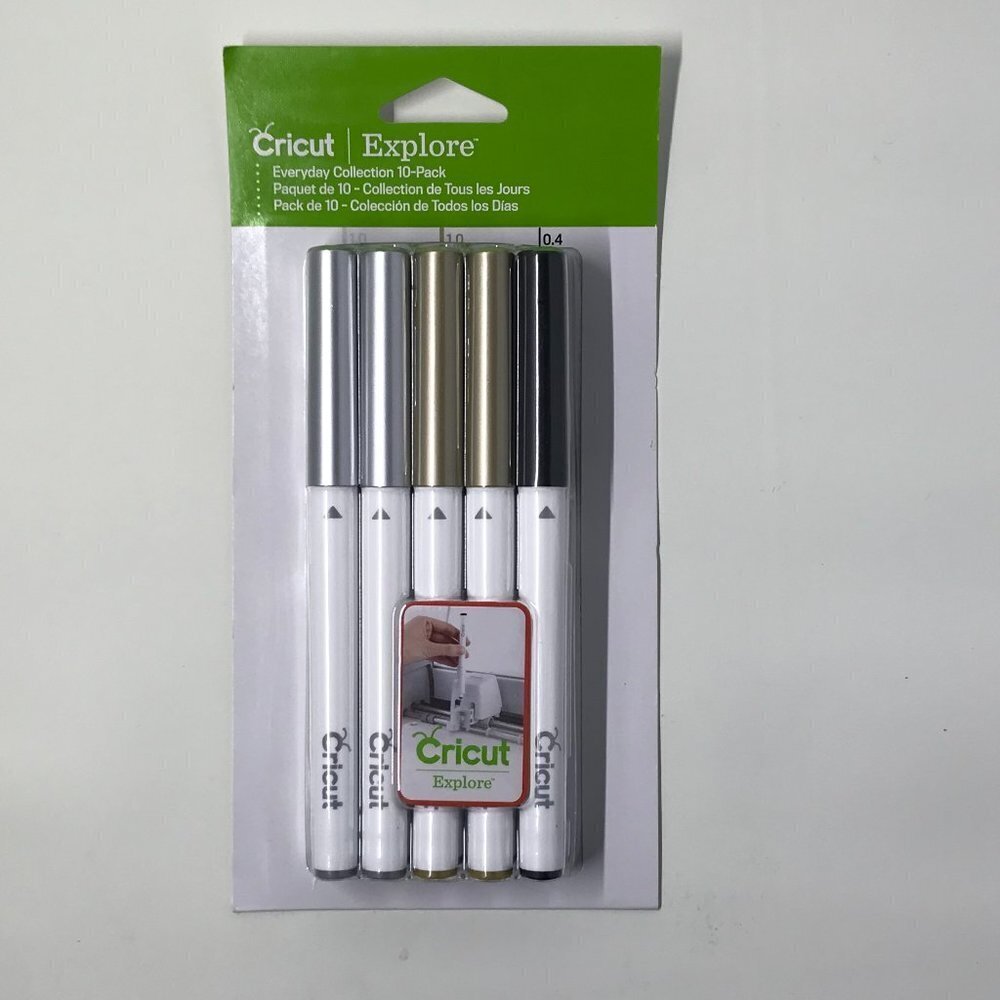 Cricut Everyday Collection 10-Pack of pens NEW in package!  gold, silver, black